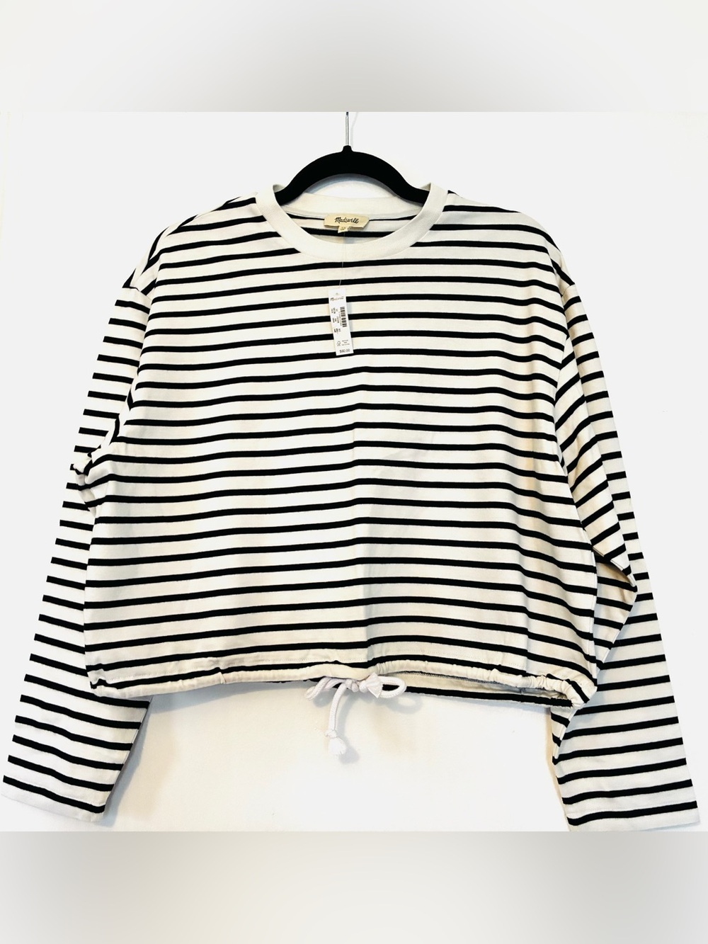 Madewell. Women’s The Perfect Tie-Waist Tee in Jersey. Cropped boxy fit. XS. NWT